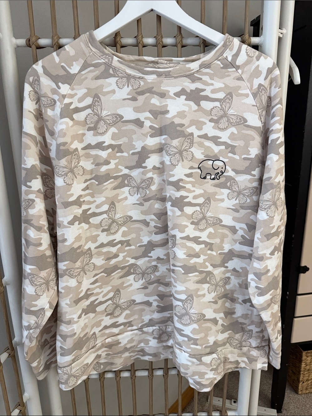 ivory ella Beige Camo Butterfly Sweatshirt